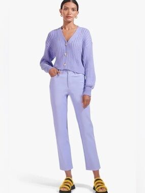 STAUD Elliot Pant Periwinkle Vegan Leather Size 0